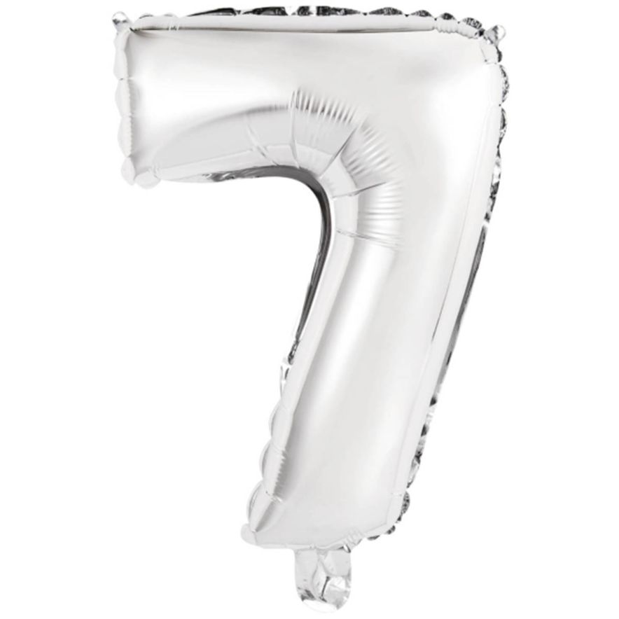 Folieballong siffror 7 i Silver 75cm