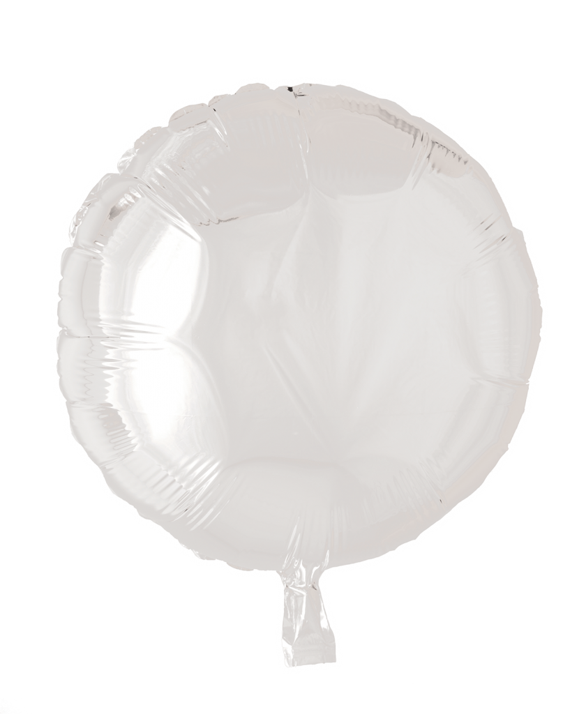 Folieballong, rund, vit, 46 cm