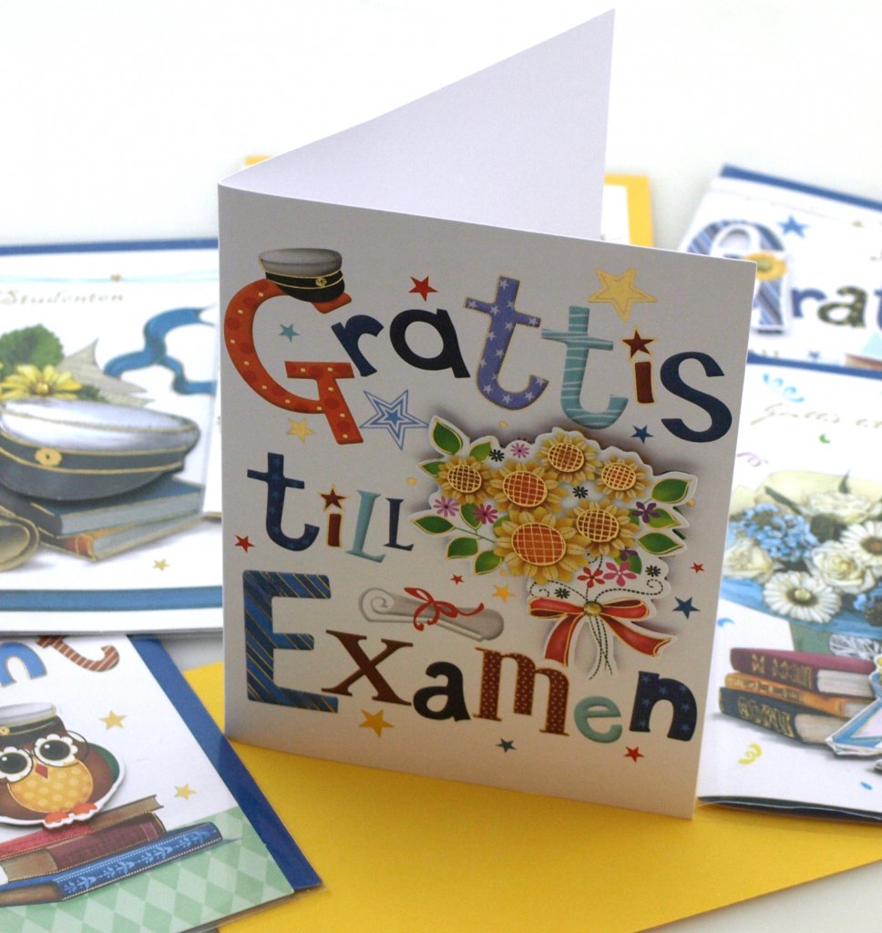 Gratulationskort till student, 12x17 cm