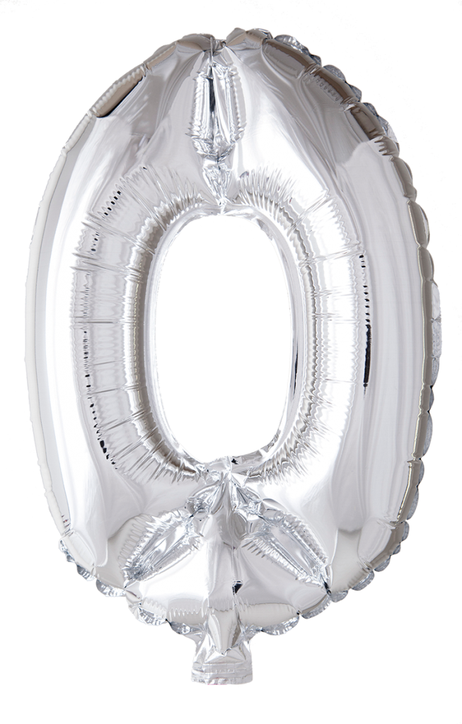 Folieballong siffror 0-9 i silver 102 cm
