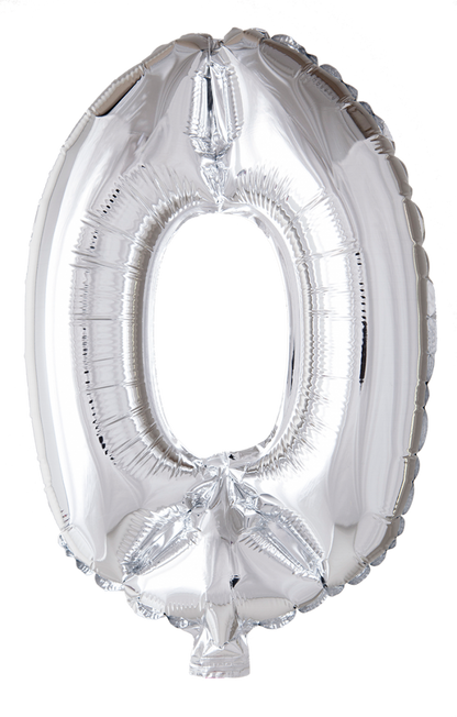 Folieballong siffror 0-9 i silver 102 cm