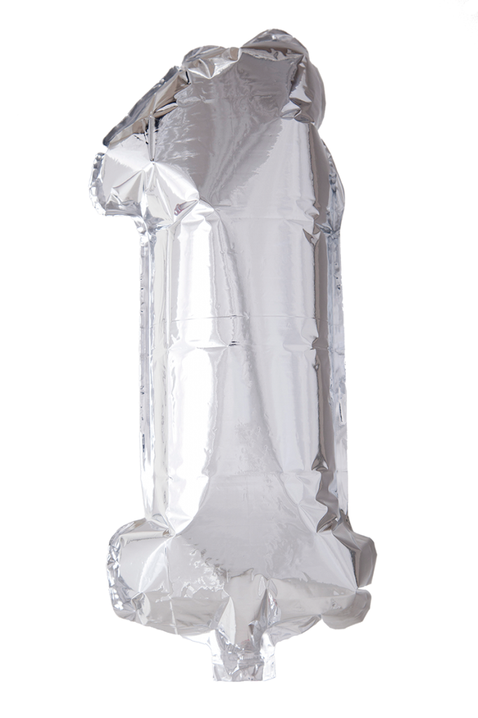 Folieballong siffror 0-9 i silver 102 cm