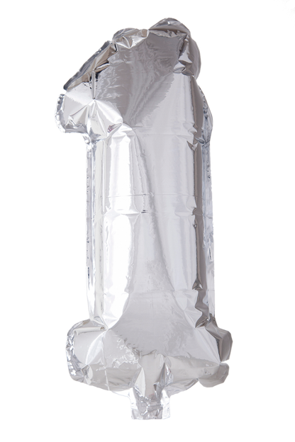 Folieballong siffror 0-9 i silver 41 cm