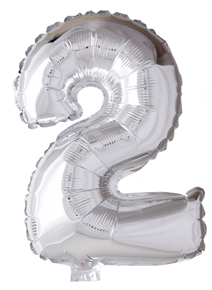 Folieballong siffror 0-9 i silver 102 cm