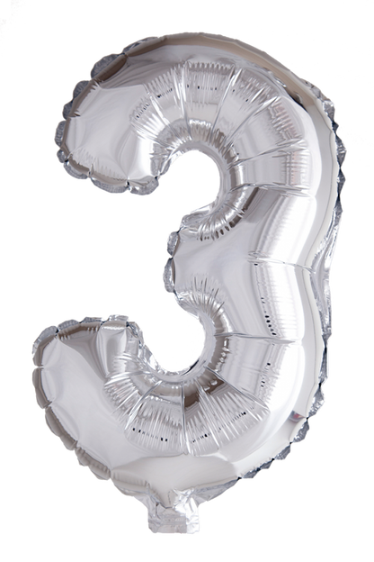 Folieballong siffror 0-9 i silver 41 cm