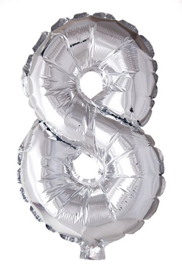 Folieballong siffror 0-9 i silver 41 cm