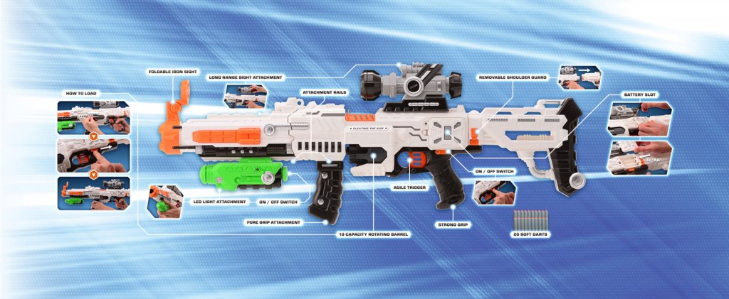 Tack Pro Sniper w/20 darts and lights, 75 cm