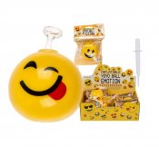 Upplåsbar gummiboll i olika smiley/emoji motiv, ca 40 cm