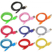 Micro USB kabel i nylontyg till HTC, Samsung m.fl. (1m)