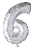 Folieballong siffror 0-9 i silver 41 cm