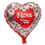 Folieballong, I love you hologram, hjärta, 45x44 cm