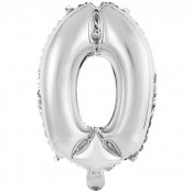 Folieballong siffror 0 i Silver 75cm