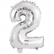 Folieballong siffror 2 i Silver 75cm
