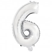Folieballong siffror 6 i Silver 75cm