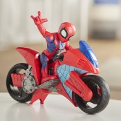 Super Hero Spiderman leksaksfigur med motorcykel