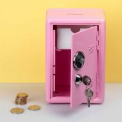 Metal Locker Bank - Kassaskåp med myntinkast - Rosa