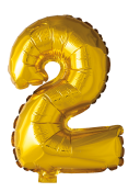 Folieballong siffror 2 i guld 41cm