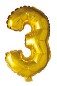 Folieballong siffror 3 i guld 102 cm