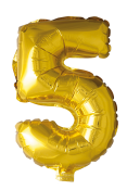 Folieballong siffror 5 i guld 41cm