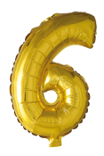 Folieballong siffror 6 i guld 41cm