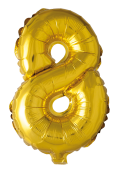Folieballong siffror 8 i guld 41cm