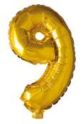 Folieballong siffror 9 i guld 41cm