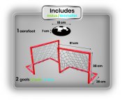 Svävande fotboll med fotbollsmål