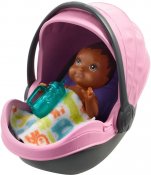 Barbie Skipper Barnvakt baby med rosa vagn