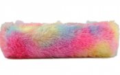 Regnbågsfärgad pennfodral med mjuk päls