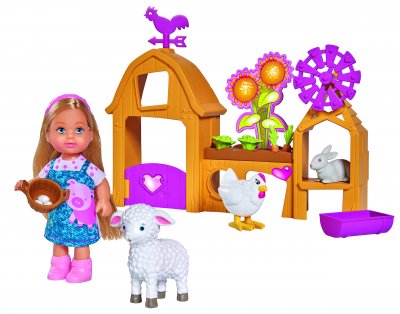 Evi Love docka med bondgårdstillbehör