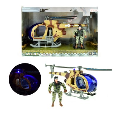 Helikopter med soldat och ljud och ljus