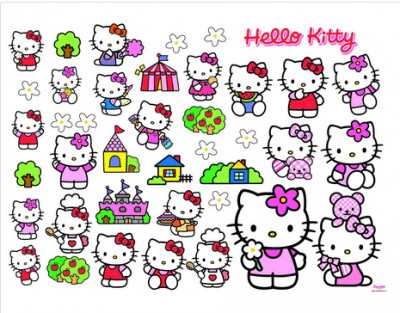 Hello Kitty väggdekor med  40 st klistermärken