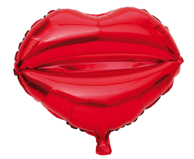 Folieballong, läppar, röd, 46 cm
