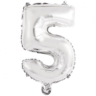 Folieballong siffror 5 i Silver 75cm