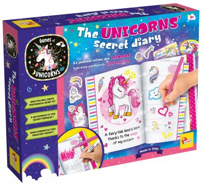 Unicorn magisk dagbok med tillbehör i en box