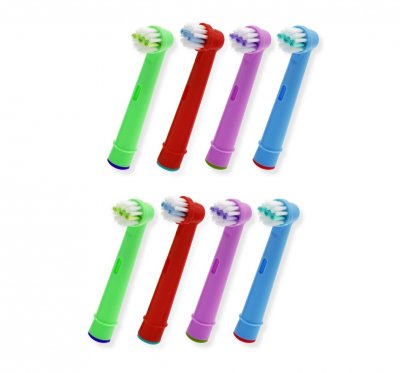 8-pack färgglada kompatibla tandborsthuvud till Oral-B, 4 olika färger