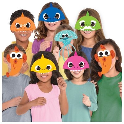 Baby Shark Partymasker i papper 8-pack