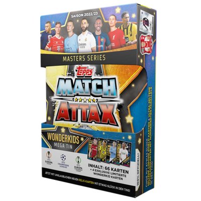 Fotbollskort Mega Tin Uefa Champions League Europa League Conference League 2022/23 Limited Edition Wonderkids kort samlarkort