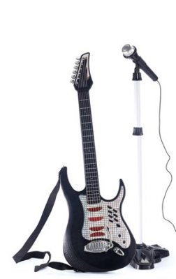 Elektrisk gitarr med mikrofon och stativ set