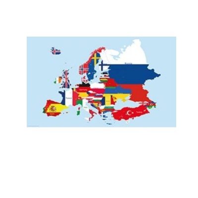 Europa karta med flaggor Poster 61X91,5 CM