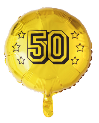 Folieballong, 50, rund, guld 46 cm