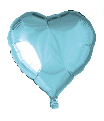 Folieballong, hjärta, ljusblå, 46 cm