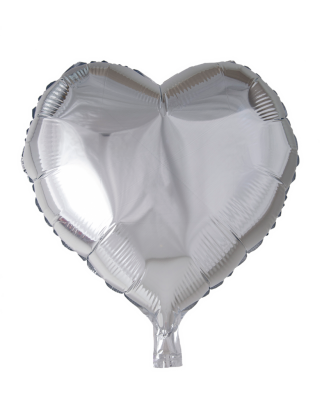 Folieballong, hjärta, silver, 46 cm