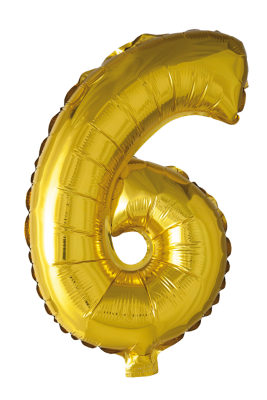 Folieballong siffror 6 i guld 86cm