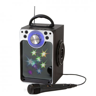Karaokemaskin med ljuseffekter, mikrofon och Bluetooth (svart)