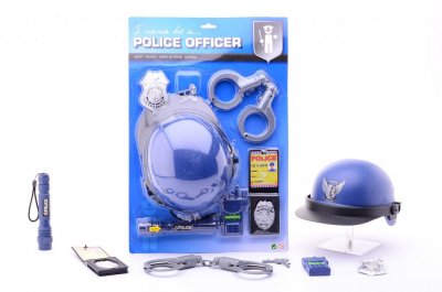 Kit för polis, 7 delar, med fungerande ficklampa