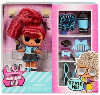 L.O.L. Surprise! Hair hair hair docka brunt hår med 8 tillbehör, 1-pack