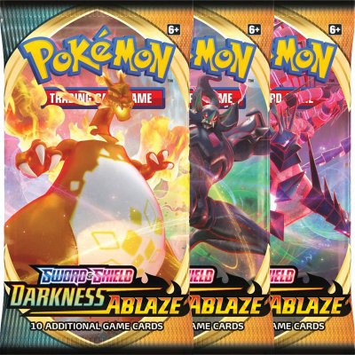 3-pack Pokémon Sword & Shield Darkness Ablaze Booster Samlarkort