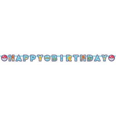 Pokémon banderoll Happy Birthday 2 m