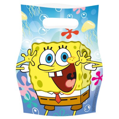 SvampBob Fyrkant kalaspåsar i plast 6-pack